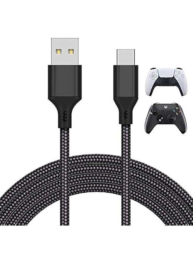 10FT Charger Charging Cable for PS5 and Xbox Series X/S Controller, Switch Pro Controller, Replacement USB Charging Cord Nylon Braided, Fast Charging Type-C Ports, Accessories for Playstation 5, Xbo - Image 1