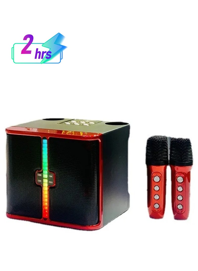 SU.YOSD YS-232 Light Wireless Karaoke Speaker Small Stereo Blue tooth Speaker With Double Wireless Microphones - Image 1