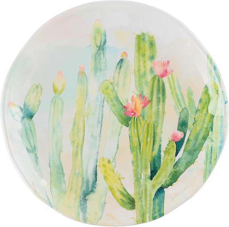 UP UPware Cactus Garden Melamine Round Dessert Plates Small Serving Plates for Appetizer Snacks and Side Dishes Green 6 Inch Set of 4 - Image 4