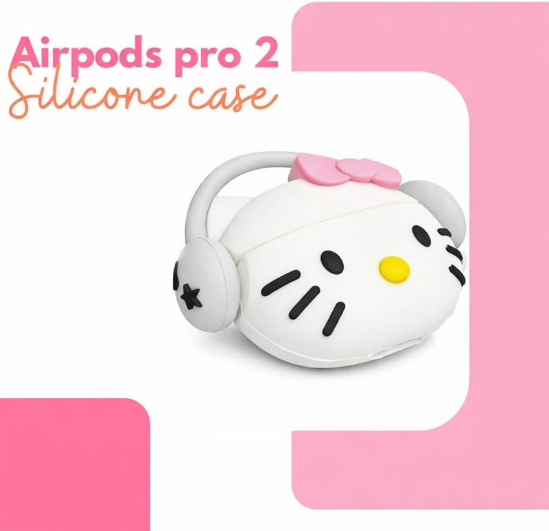 EMOH ROCED Compatible with AirPods Pro 2 Case with Cleaner Kit, Protective, Supports Wireless Charging Case Cover for AirPod Pro 1st/2nd Generation (2022/2019) (Kitty White) - Image 3