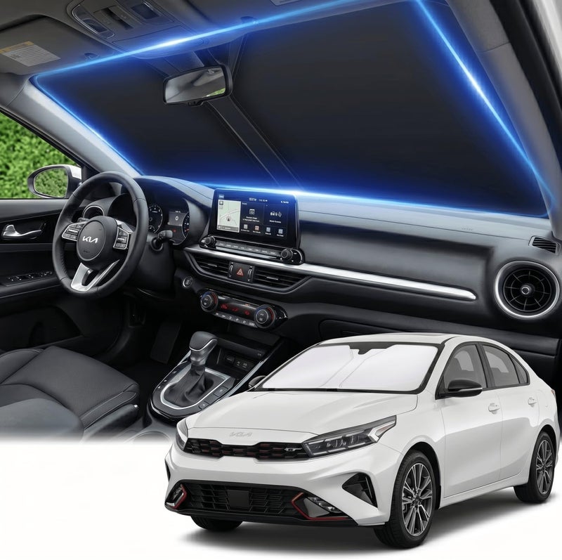 AuyNeas Windshield Sun Shade for Kia Forte 2019-2024 2025 Sunshade Front Window Shade Custom Fit Forte Accessories Sun Visor Foldable Shade Blocks UV Rays Accessories - Image 1