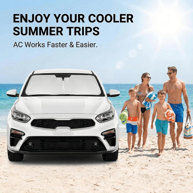 AuyNeas Windshield Sun Shade for Kia Forte 2019-2024 2025 Sunshade Front Window Shade Custom Fit Forte Accessories Sun Visor Foldable Shade Blocks UV Rays Accessories - Image 4