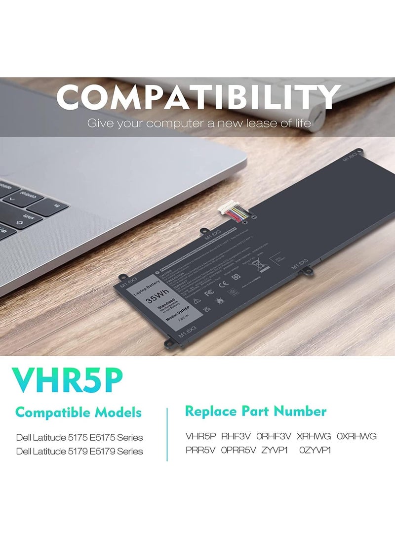 Terabyte بطارية لابتوب VHR5P بديلة لجهاز ديل لاتيتيود 5175 5179 E5175 E5179 سلسلة نوت بوك تابلت RHF3V 0RHF3V XRHWG 0XRHWG PRR5V 0PRR5V ZYVP1 0ZYVP1 [7.6V 35Wh / 4375mAh] - Image 3