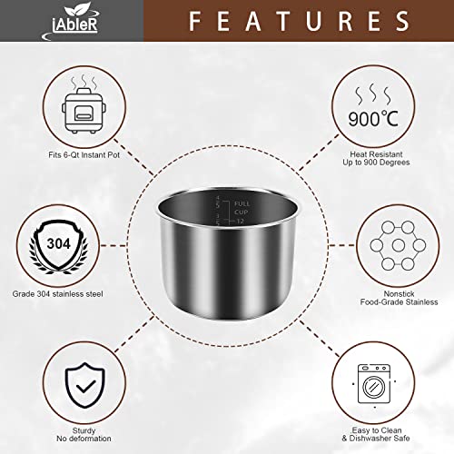iAbler Genuine 6Qt Power Cooker XL Replacement Inner Pot Compatible with 6 Quart Power Pressure Cooker PPC770 PPC771 PPC770-1 PRO PCXL-PRO6 YBD60-100 WAL1 WAL2 Stainless Steel Inner Pot Parts - 6 QT - Image 2