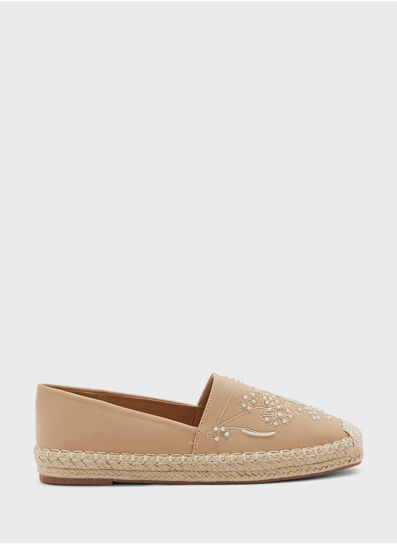 ELLA Pearl Floral Embroidered Espadrille  - Image 1