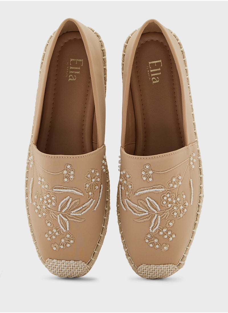 ELLA Pearl Floral Embroidered Espadrille  - Image 4