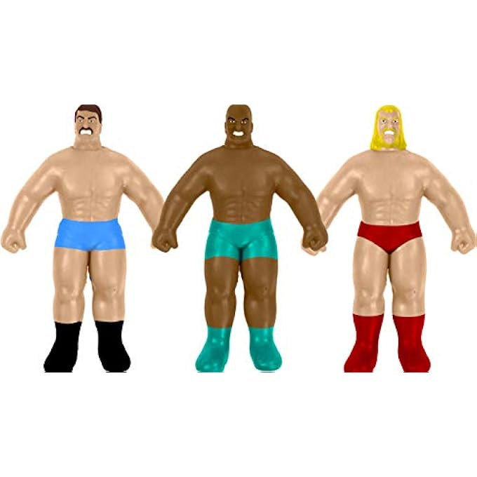 Ja-Ru Super Stretchy Wrestlers (3 Wrestlers) Classic Retro Squishy Action Figure for Kids & Adults, Boys Toys. Wrestling Strong Man Stretch & Pull Stress Relief Fidget Toy. Party Favors. 4307-3p - Image 5