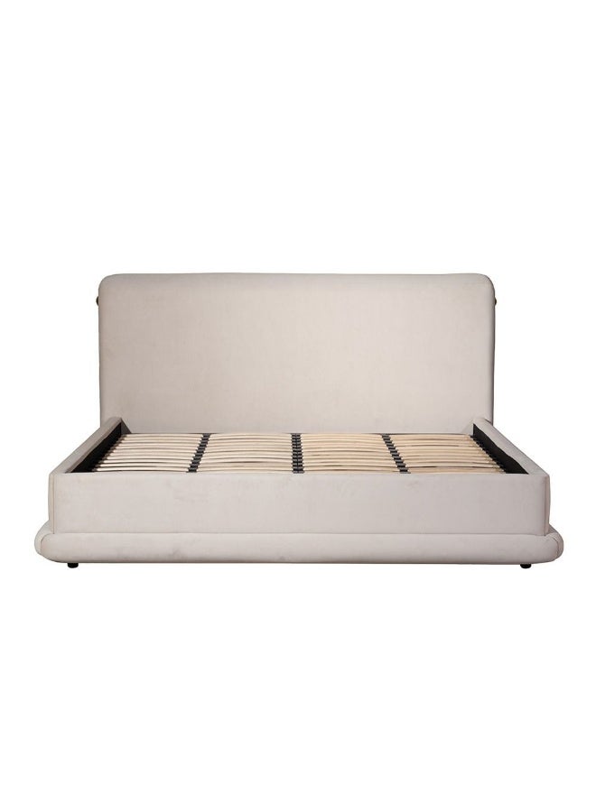 DANUBE HOME سرير سوبر كينغ 200X200 من الحمراء | تصميم حديث إطار سرير مزدوج خشبي | سرير مريح (الماترس غير مشمول) L245xW228xH122cm-بيج/نحاس - Image 2