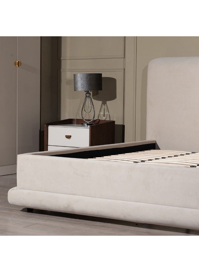 DANUBE HOME سرير سوبر كينغ 200X200 من الحمراء | تصميم حديث إطار سرير مزدوج خشبي | سرير مريح (الماترس غير مشمول) L245xW228xH122cm-بيج/نحاس - Image 5