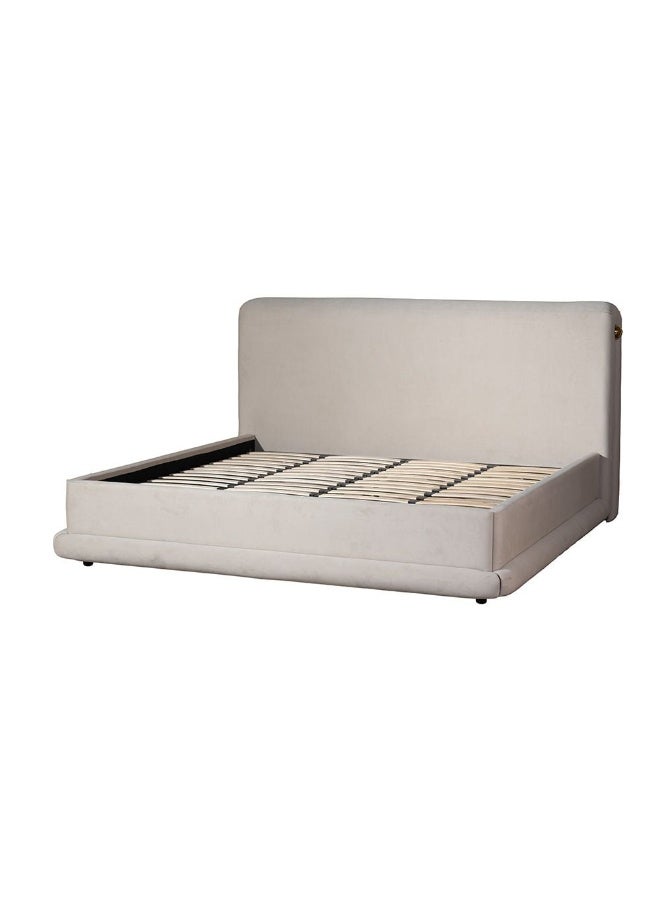 DANUBE HOME سرير سوبر كينغ 200X200 من الحمراء | تصميم حديث إطار سرير مزدوج خشبي | سرير مريح (الماترس غير مشمول) L245xW228xH122cm-بيج/نحاس - Image 3