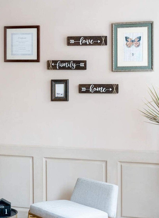 Dahey 3 Pieces Farmhouse Wall Decor Wood Sign Arrow Decor Love Family Home Quote Sign Rustic Wall Art Decoration for Entryway, Living Room, Bedroom, Bathroom, Gift for Mothers Day, 13"x 3", Brown - Image 3