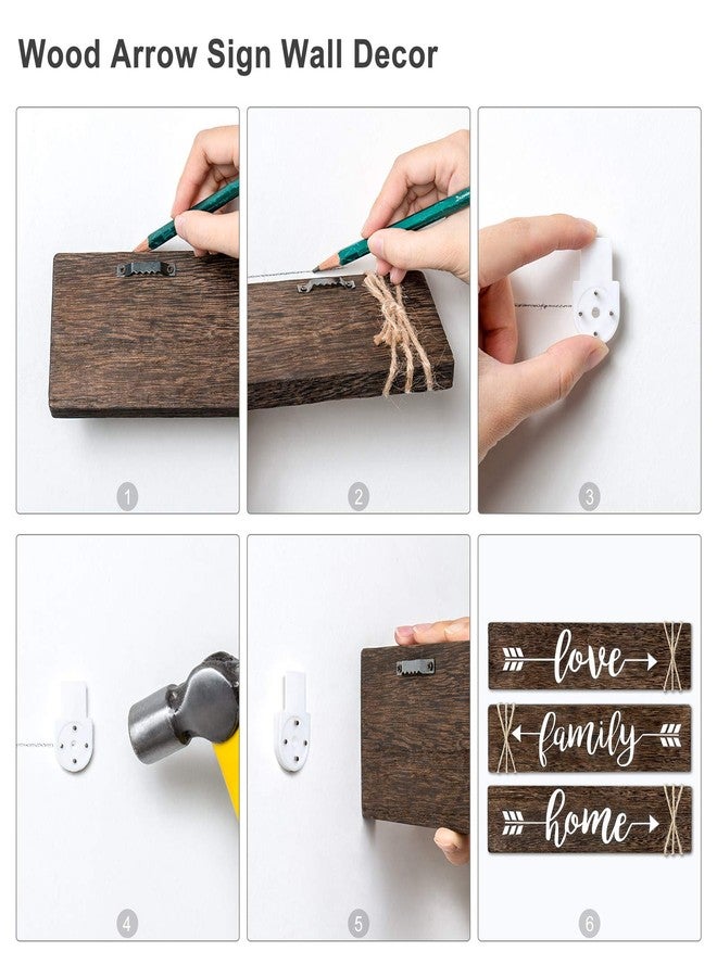 Dahey 3 Pieces Farmhouse Wall Decor Wood Sign Arrow Decor Love Family Home Quote Sign Rustic Wall Art Decoration for Entryway, Living Room, Bedroom, Bathroom, Gift for Mothers Day, 13"x 3", Brown - Image 5