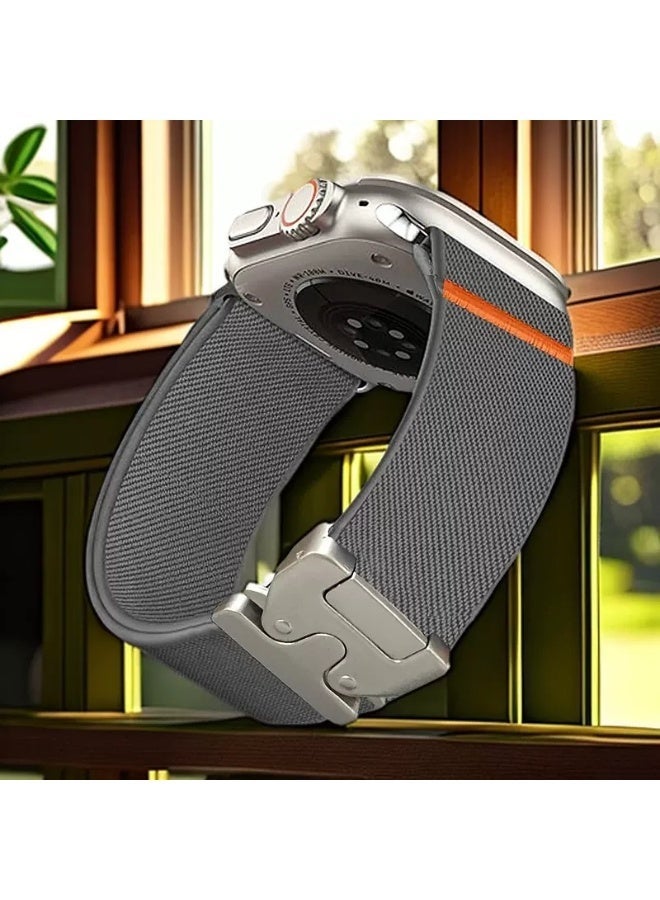 حزام رياضة مرن لساعات أبل، حزام مريح من النايلون القماشي بمشبك مظلي (باراشوت) متوافق مع ساعة آبل ووتش سلسلة 11/10/9/8/7/6/5/4/3/2/1 وSE، بمقاسات 42مم/41مم/40مم/38مم - Image 2