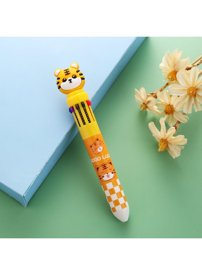 Autonomy Creative Stationery Ten Color Ballpoint Pen Cartoon Student Color Hand Account Pen Girl Heart Multi-color Press Ballpoint Pen - Image 1