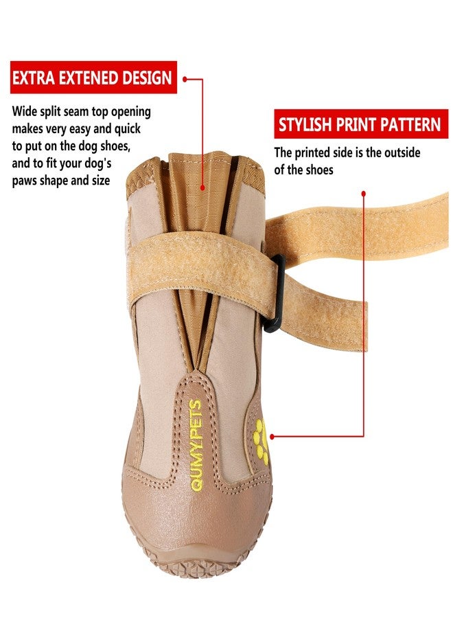 أحذية QUMY للكلاب الكبيرة والمتوسطة الحجم، وواقيات مخالب للكلاب الكبيرة والمتوسطة الحجم، مناسبة لأيام الشتاء الثلجية، والأرصفة الصيفية الحارة، ومقاومة للماء في الطقس الممطر، ومناسبة للمشي في الهواء الطلق، والأرضيات الصلبة الداخلية، ونعل مقاوم للانزلاق. - Image 4