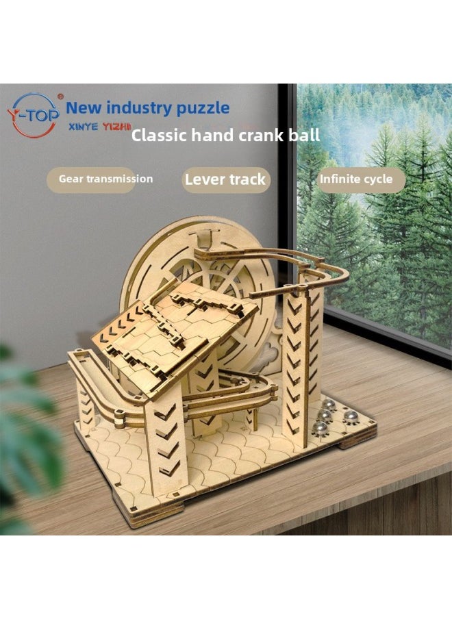 Generic - Diy Wooden Track Ball Creative 3D Assembling Toy Handmade Assembling Building Blocks Educational Mechanical Transmission Model-Color:Support Personalized Ball Model Customization - Image 1