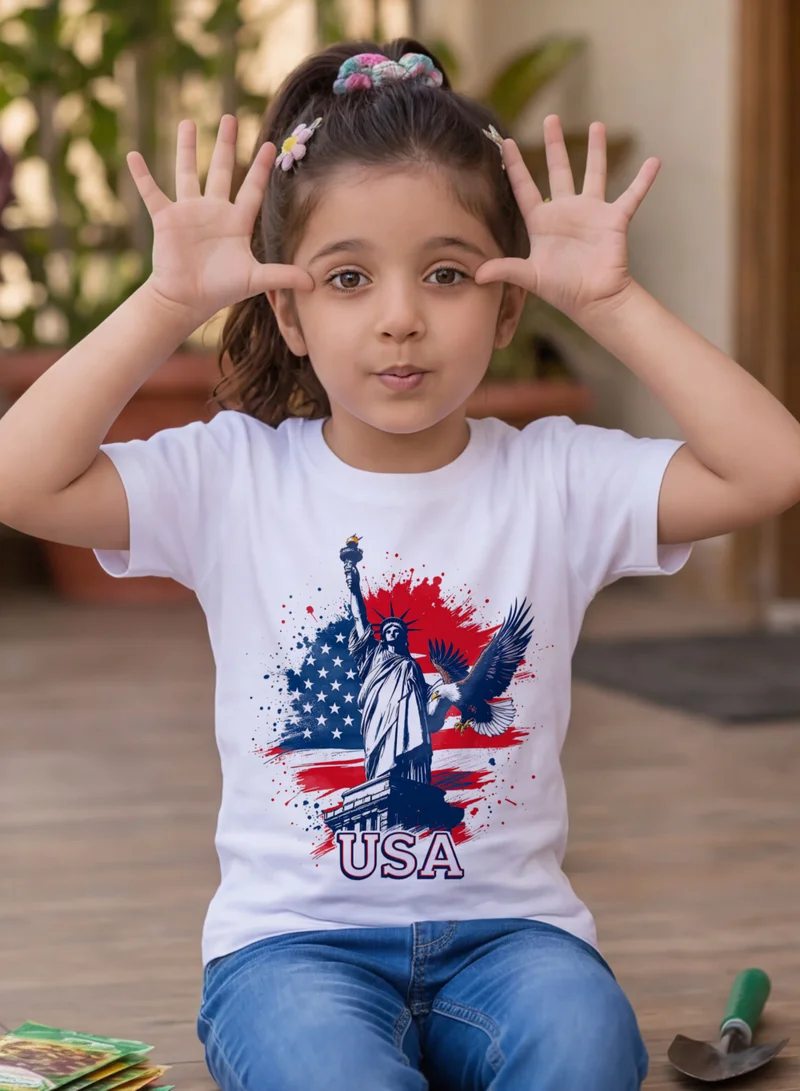 Funkaar white FUNKAAR USA Flag Graphic T-shirt for Boys & Girls  | Best Price UAE