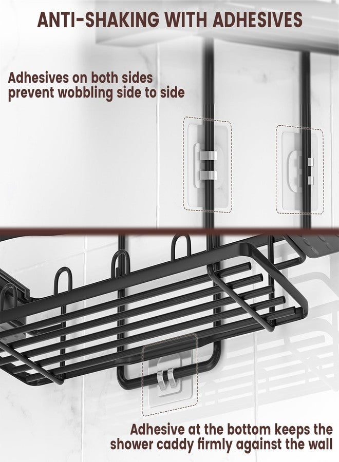 REINHARDT Shower Caddy Hanging, Rustproof Shower Caddy Anti-Swing Shower Organizer Over Showerhead No Drilling Shower Racks with Soap Holder Multi Hooks Bathroom Storage for Shampoo Sponge, Black - Image 4