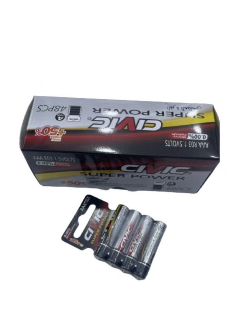 سيفيك بطاريات حجم AAA عدد 48 حبه بقوة 1.5 فولت - Image 1