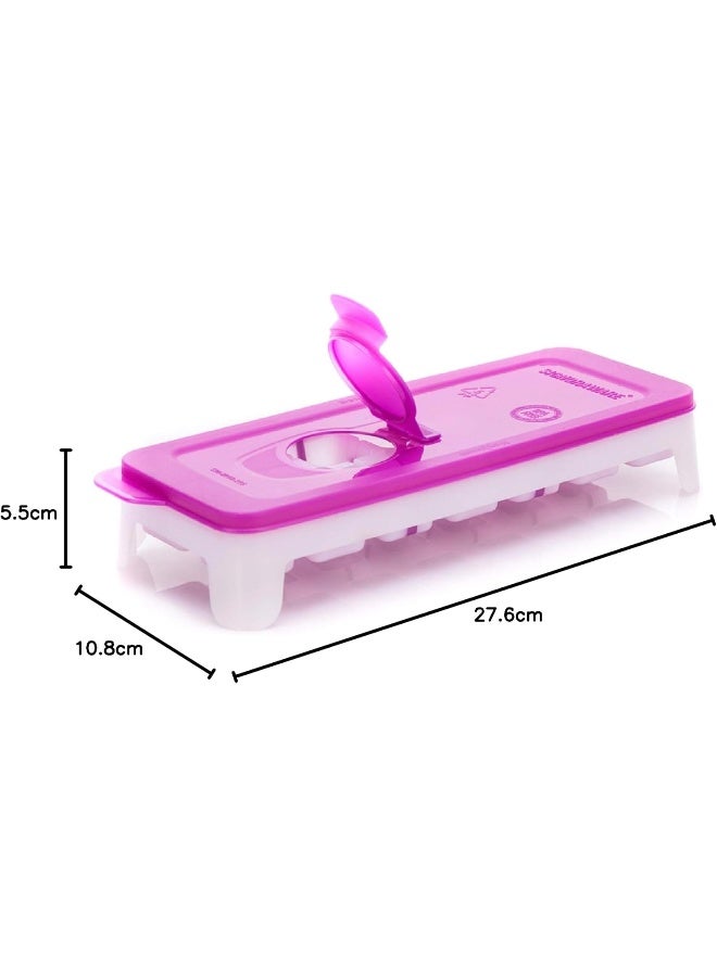 Signoraware Ice Cube Tray with TPE Easy Release Base with Removable lid, 14 Cubes, BPA Free, Purple - Image 5