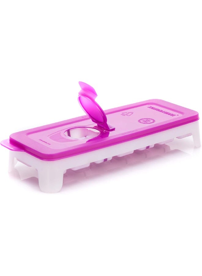 Signoraware Ice Cube Tray with TPE Easy Release Base with Removable lid, 14 Cubes, BPA Free, Purple - Image 1