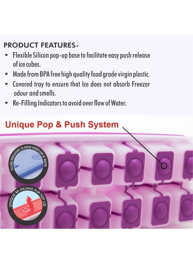 Signoraware Ice Cube Tray with TPE Easy Release Base with Removable lid, 14 Cubes, BPA Free, Purple - Image 4