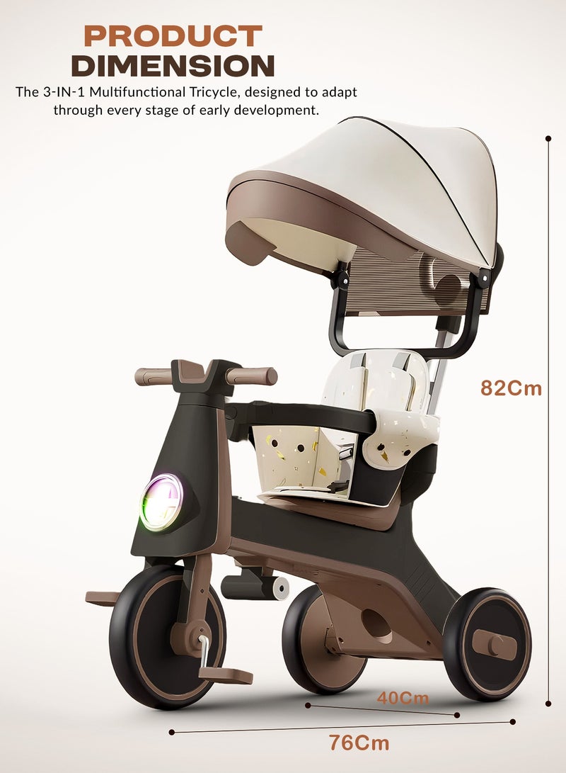 BAYBEE Zeno 3 in 1 Convertible Baby Tricycle for Kids with Parental Push Handle and Canopy | Baby Cycle with Safety Guard, RGB Light & Music | Kids Tricycle for Toddlers | Kids Cycle for Baby 1 to 5 Years Boy Girl Black  - Image 5