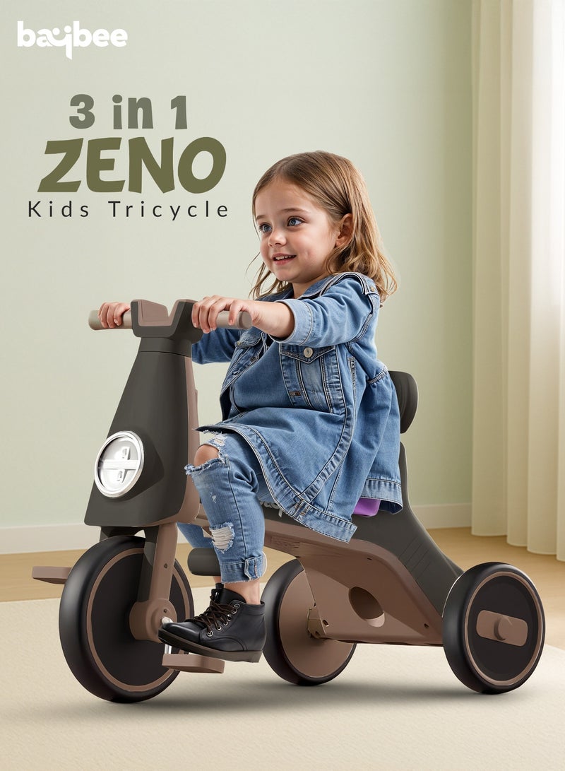BAYBEE Zeno 3 in 1 Convertible Baby Tricycle for Kids with Parental Push Handle and Canopy | Baby Cycle with Safety Guard, RGB Light & Music | Kids Tricycle for Toddlers | Kids Cycle for Baby 1 to 5 Years Boy Girl Black  - Image 3