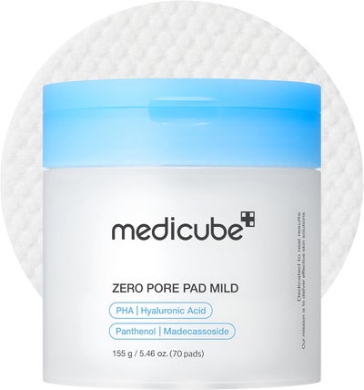 Medicube Zero Pore Pads Mild 2.0 (70pads), Gentle Exfoliating Toner Pads with PHA & Lavender for Sensitive Skin, Pore Tightening & Blackhead Removal Pads for Clear Smooth Skin, Sebum Control Korean Skincare
