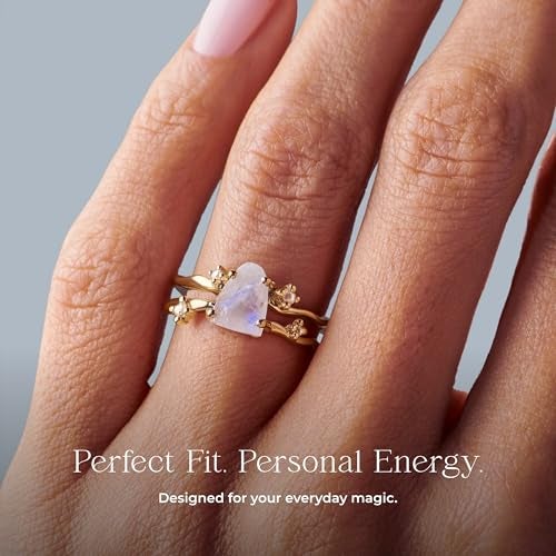 Moon Magic Authentic Moonstone Ring for Women | Amethyst, Aquamarine, Black Obsidian Ring Flow/Real 925 Sterling Silver | 18k Rose and Yellow Gold Raw Crystal Rings for Women/Genuine Gemstone Jewelry - Image 2