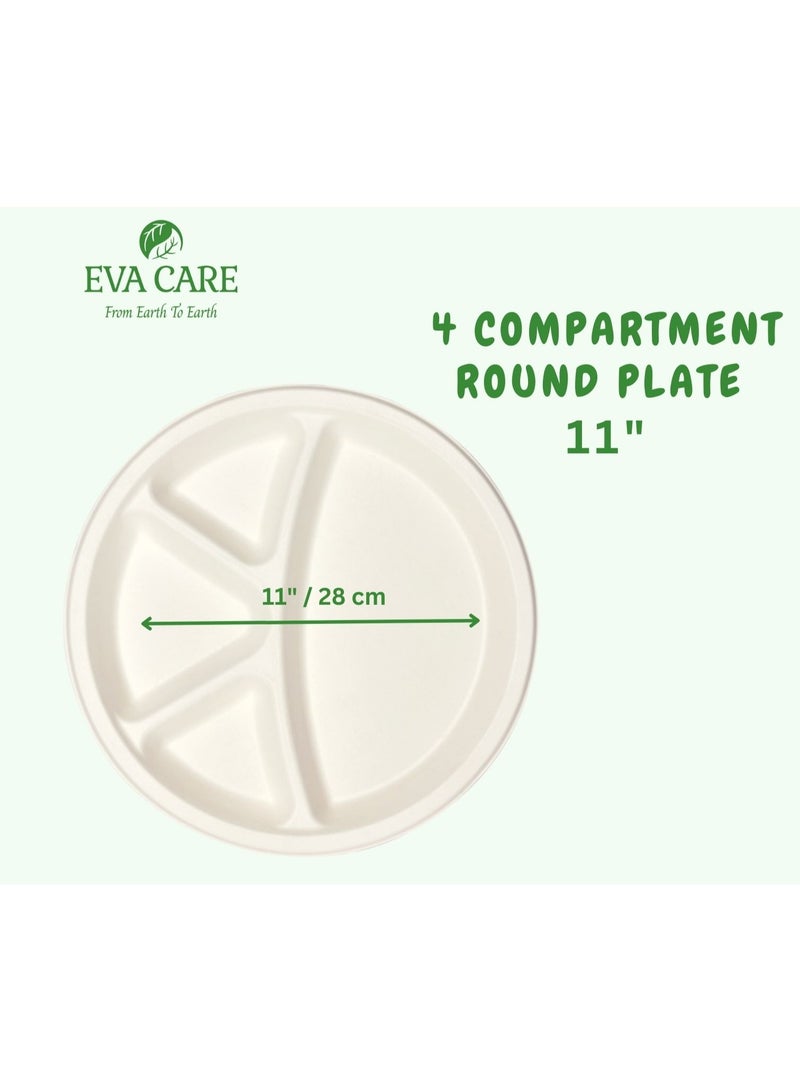 إيفا كير EVA CARE: أطباق مستديرة مقاس 11 بوصة - 4 أقسام قابلة للاستخدام مرة واحدة.  - Image 3