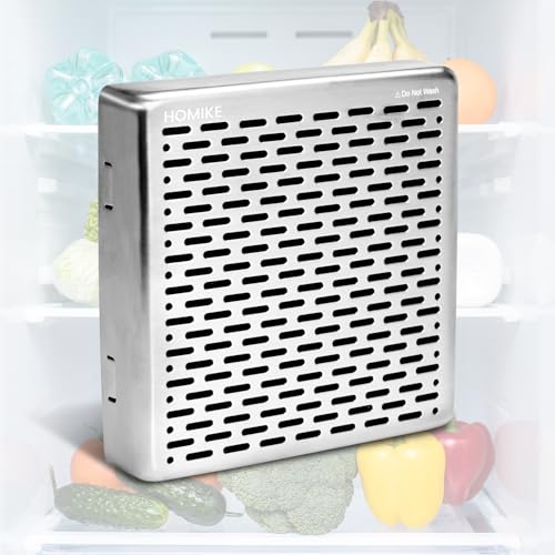 HOMIKE Refrigerator Deodorizer,10 Years Long Fridge Odor Eliminator,Car Air Freshener,Closet Odor Absorber,Outperforms Baking Soda and Bamboo Air Purifying Bags，Stainless Steel - Image 1