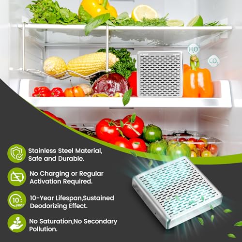 HOMIKE Refrigerator Deodorizer,10 Years Long Fridge Odor Eliminator,Car Air Freshener,Closet Odor Absorber,Outperforms Baking Soda and Bamboo Air Purifying Bags，Stainless Steel - Image 2