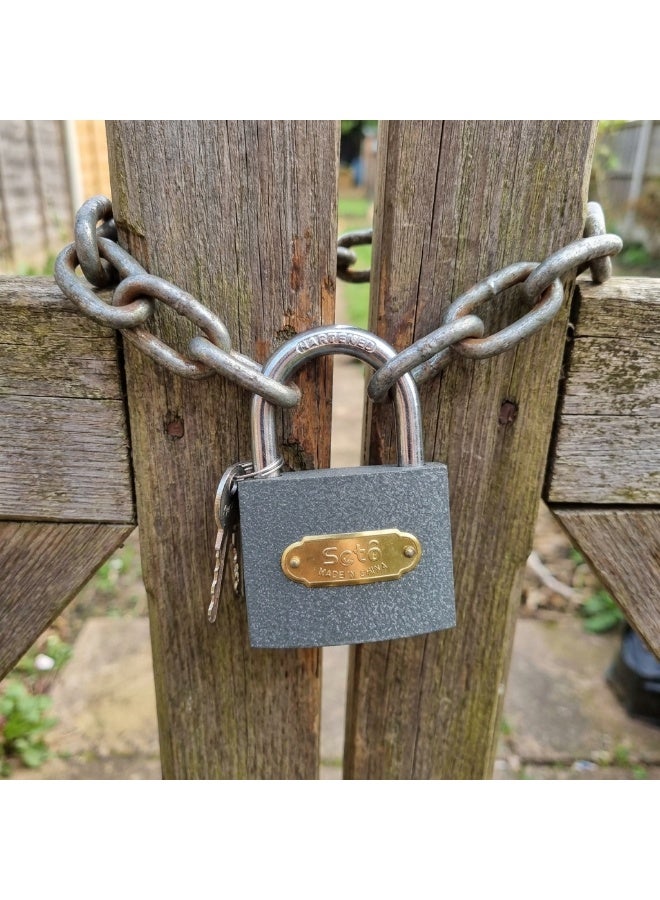 SOTO Heavy Duty 63mm Anti Theft Padlock with Hardened Steel Shackle and 3 Keys High Security Weather Resistant Metal Lock for Gates Doors Warehouses Storage Units Garages Fences Cabinets Outdoor Use Durable Rust Proof Security Lock - Image 3
