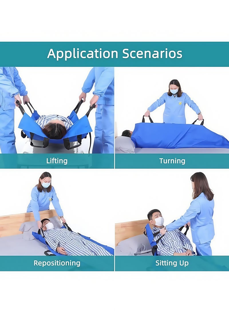 Reusable Multipurpose Transfer Sheet with Reinforced Handles Soft Washable Positioning Bed Pad for Turning Lifting Moving and Repositioning for Disable