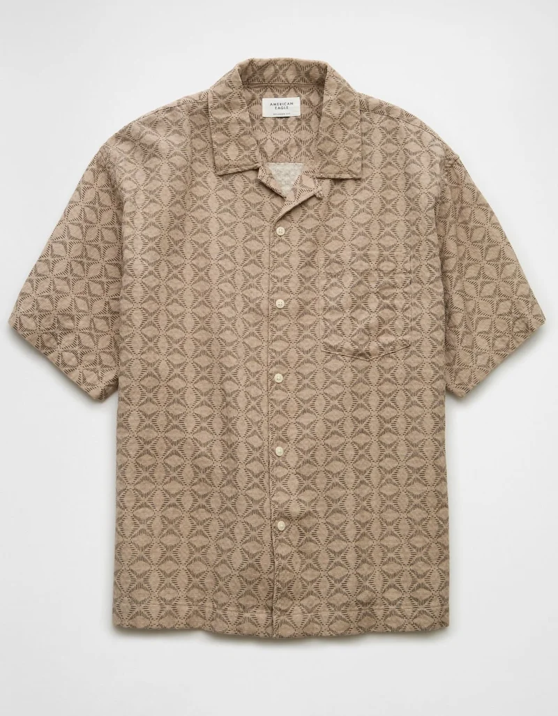 امريكان ايجل قميص مع أزرار  مزيّن بطبعة