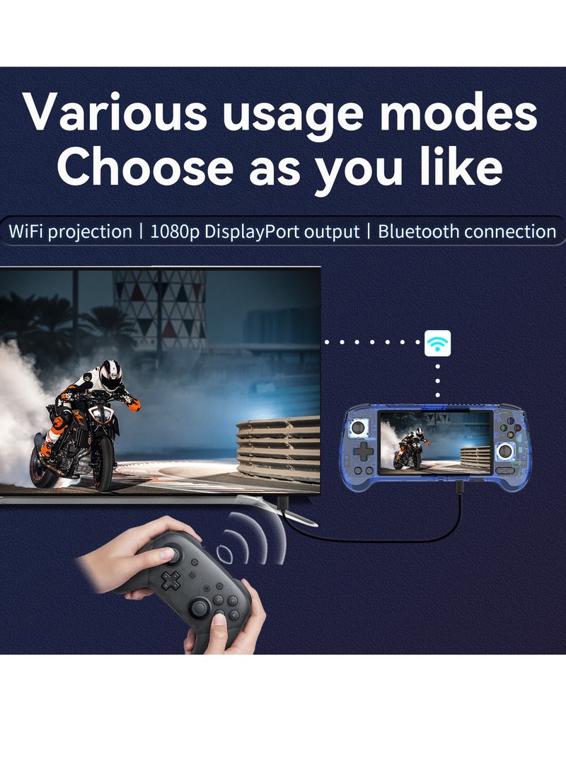 ANBERNIC RG556 Handheld Game Console Unisoc T820 Android 13 5.48 inch AMOLED Screen 5500mAh WIFI Bluetooth Retro Video Players (Blue 128G)