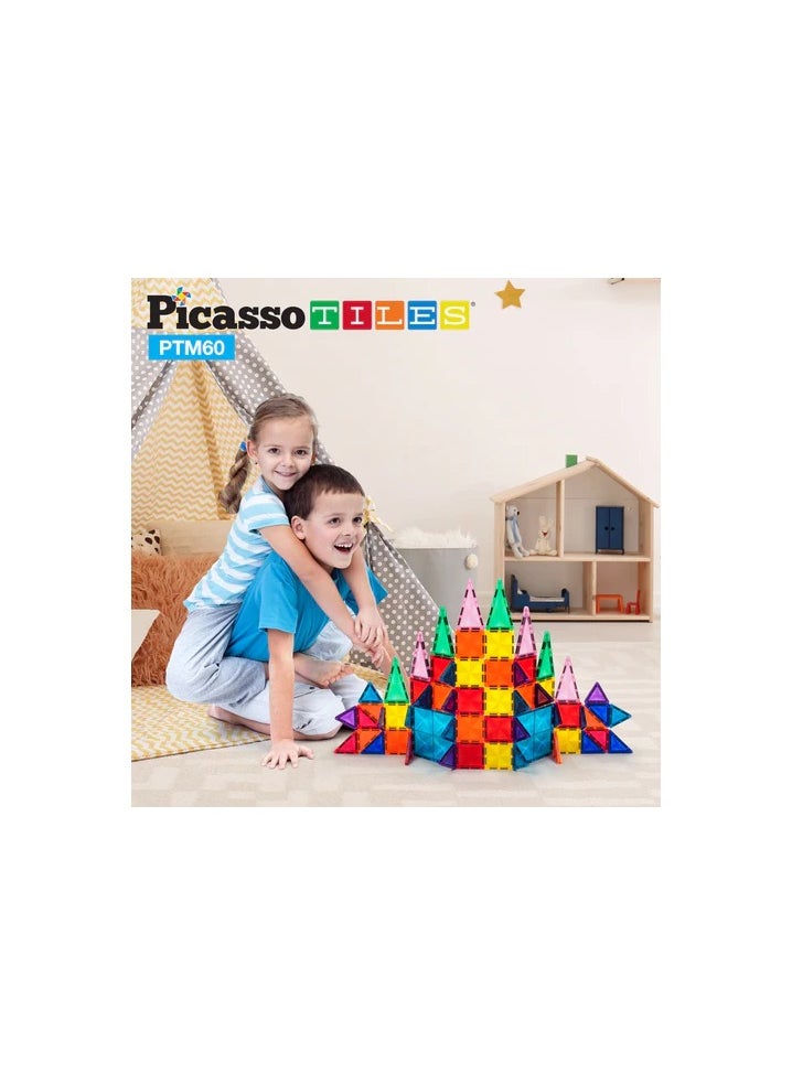 PicassoTiles Picasso Magnetic Mini Diamond Building 60-Pieces | Building Blocks | Educational Toy Set | Construction Building Kit for Child Brain Development  - Image 4
