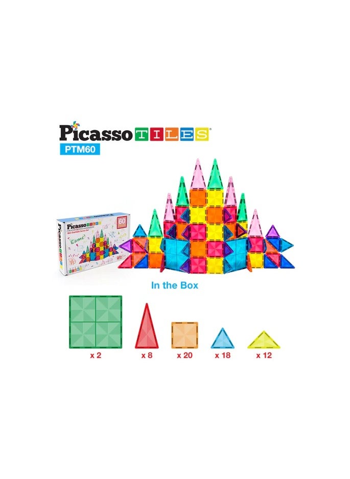 PicassoTiles Picasso Magnetic Mini Diamond Building 60-Pieces | Building Blocks | Educational Toy Set | Construction Building Kit for Child Brain Development  - Image 5