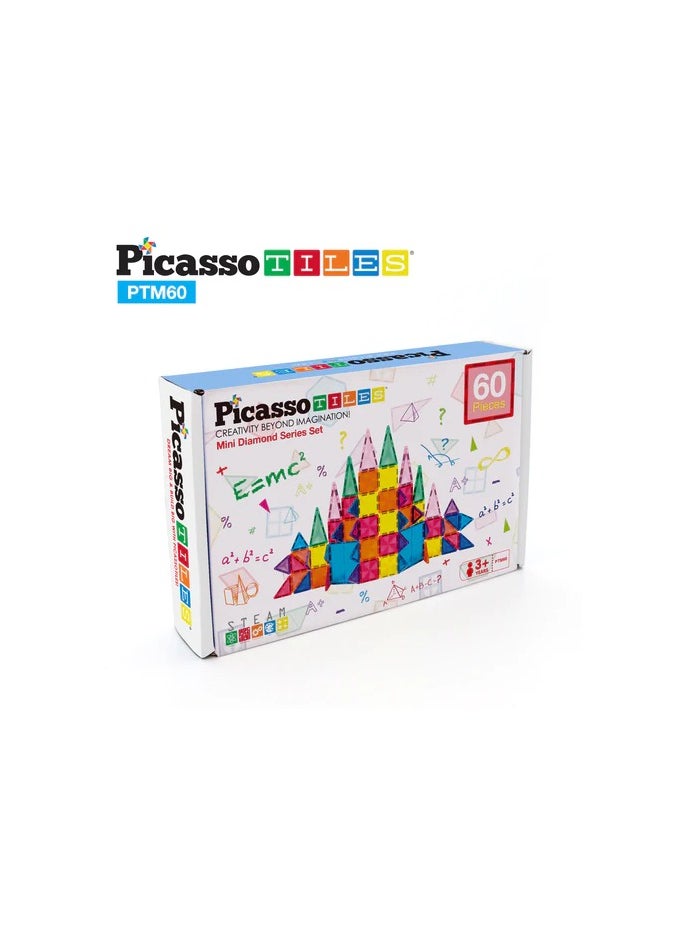 PicassoTiles Picasso Magnetic Mini Diamond Building 60-Pieces | Building Blocks | Educational Toy Set | Construction Building Kit for Child Brain Development  - Image 1