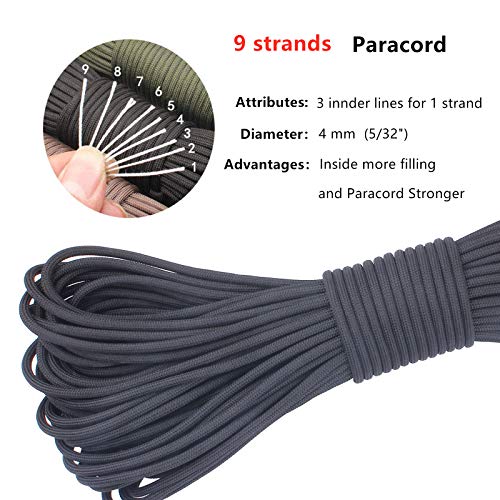 GeGeDa Paracord 9 Core 550 Parachute Cord Camping Rope 100FT (Army Green camo, 100feet) - Image 3