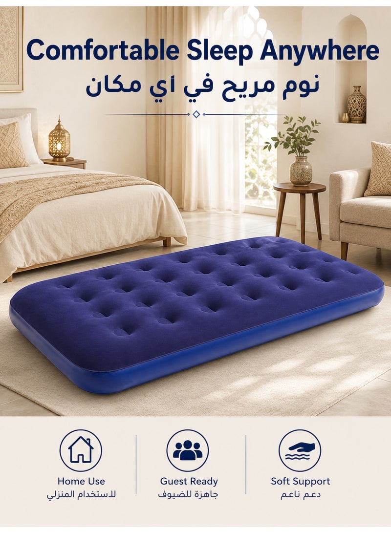 Flocked Inflatable Mattress | 32-Pillar Thickened PVC Inflatable Bed | Portable Single Inflatable Sleeping Mat for Camping and Home Use | 191cm*99cm*22cm - Image 5