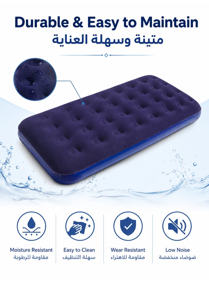 Flocked Inflatable Mattress | 32-Pillar Thickened PVC Inflatable Bed | Portable Single Inflatable Sleeping Mat for Camping and Home Use | 191cm*99cm*22cm - Image 2