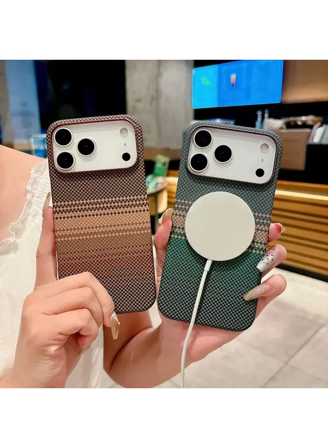 Sunset Yellow Magnetic Phone Case For iPhone 12 Pro Max Kevlar Pattern Carbon Fiber Texture - Image 3