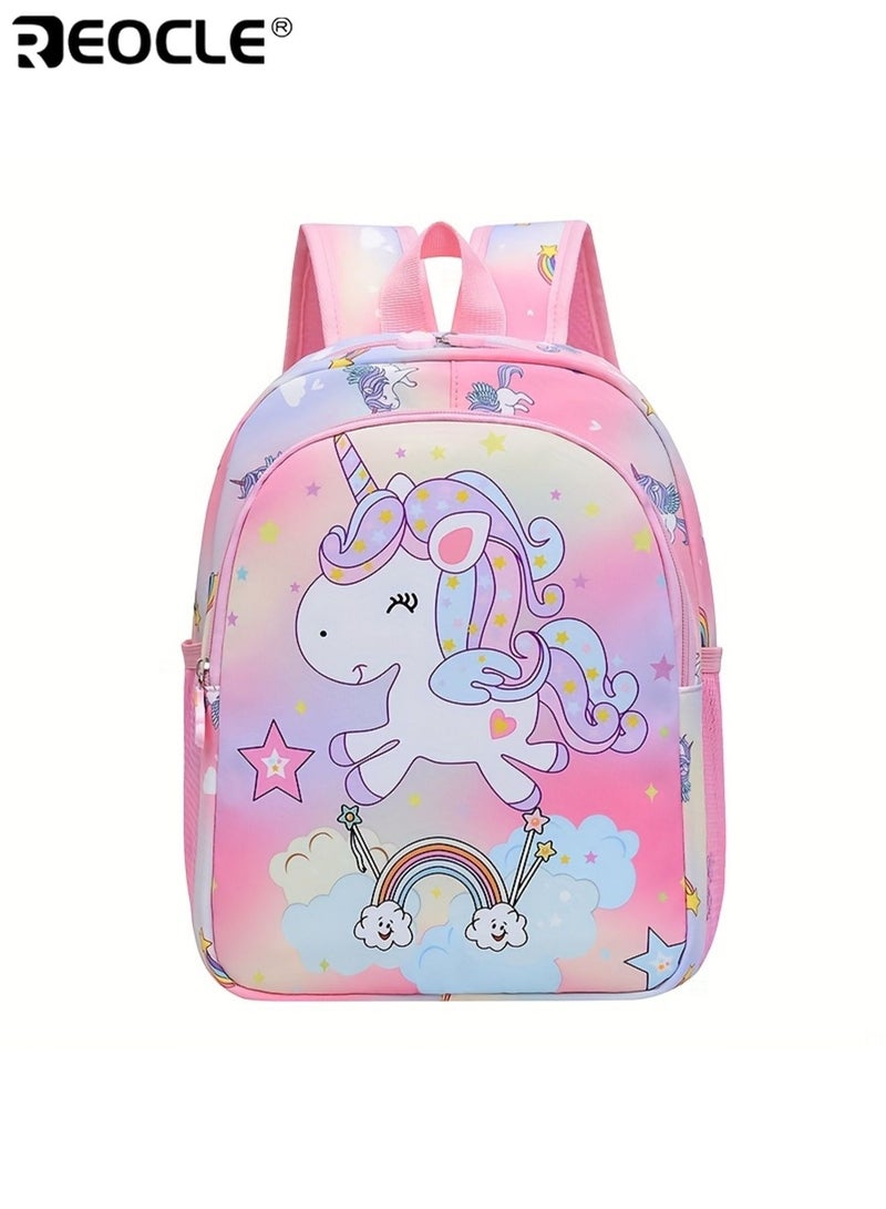 ريوكل حقيبة مدرسة روضة بنات تصميم أميرة وحيد القرن حقيبة لطيفة سعة كبيرة أربطة قابلة للتعديل حقيبة ظهر أطفال للشباب الاستخدام الخارجي حقيبة كتف - Image 2