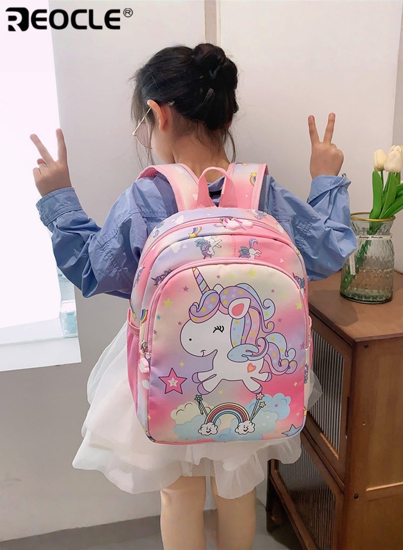 ريوكل حقيبة مدرسة روضة بنات تصميم أميرة وحيد القرن حقيبة لطيفة سعة كبيرة أربطة قابلة للتعديل حقيبة ظهر أطفال للشباب الاستخدام الخارجي حقيبة كتف - Image 1