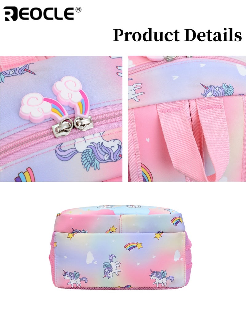 ريوكل حقيبة مدرسة روضة بنات تصميم أميرة وحيد القرن حقيبة لطيفة سعة كبيرة أربطة قابلة للتعديل حقيبة ظهر أطفال للشباب الاستخدام الخارجي حقيبة كتف - Image 5