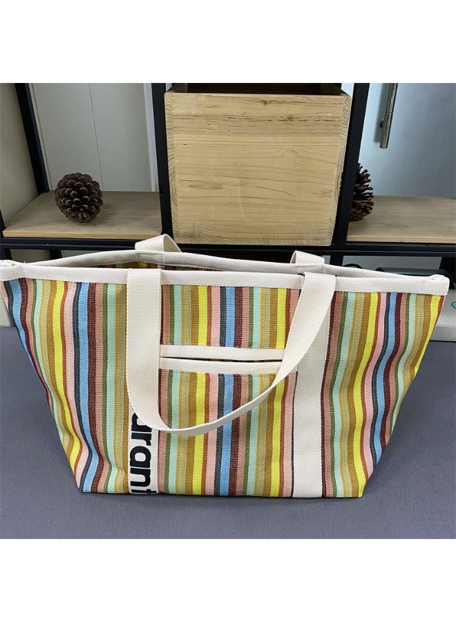 mc canvas shopping bag women's tote bag shoulder bag simple casual handbag - Image 1