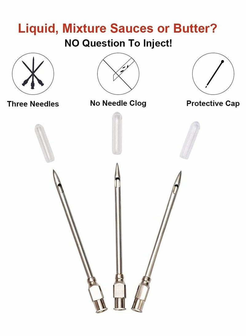SYOSI Meat Injector, Marinade Injector, Food Syringe, Meat Syringe for Beef Steak BBQ, 30 Milliliter, 1 Ounce, with 3 Needle (Red)  - Image 3