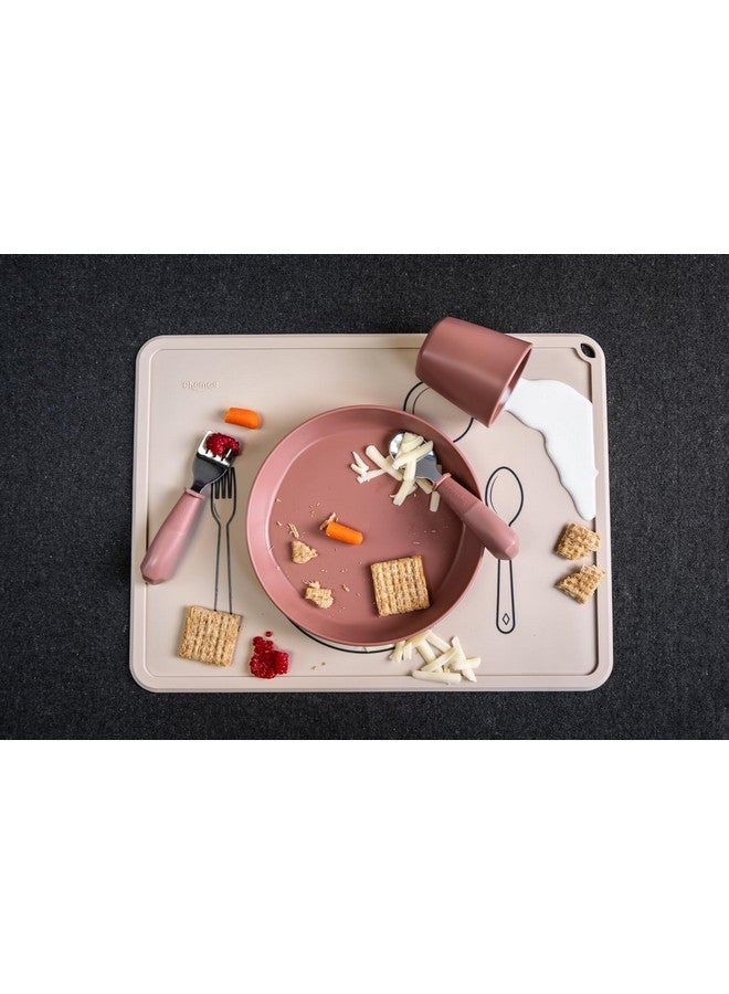 CHAMOS Silicone Placemats for Toddlers and Kids - Montessori Placemat - Non-Slip (Sage & Beige) - Image 3